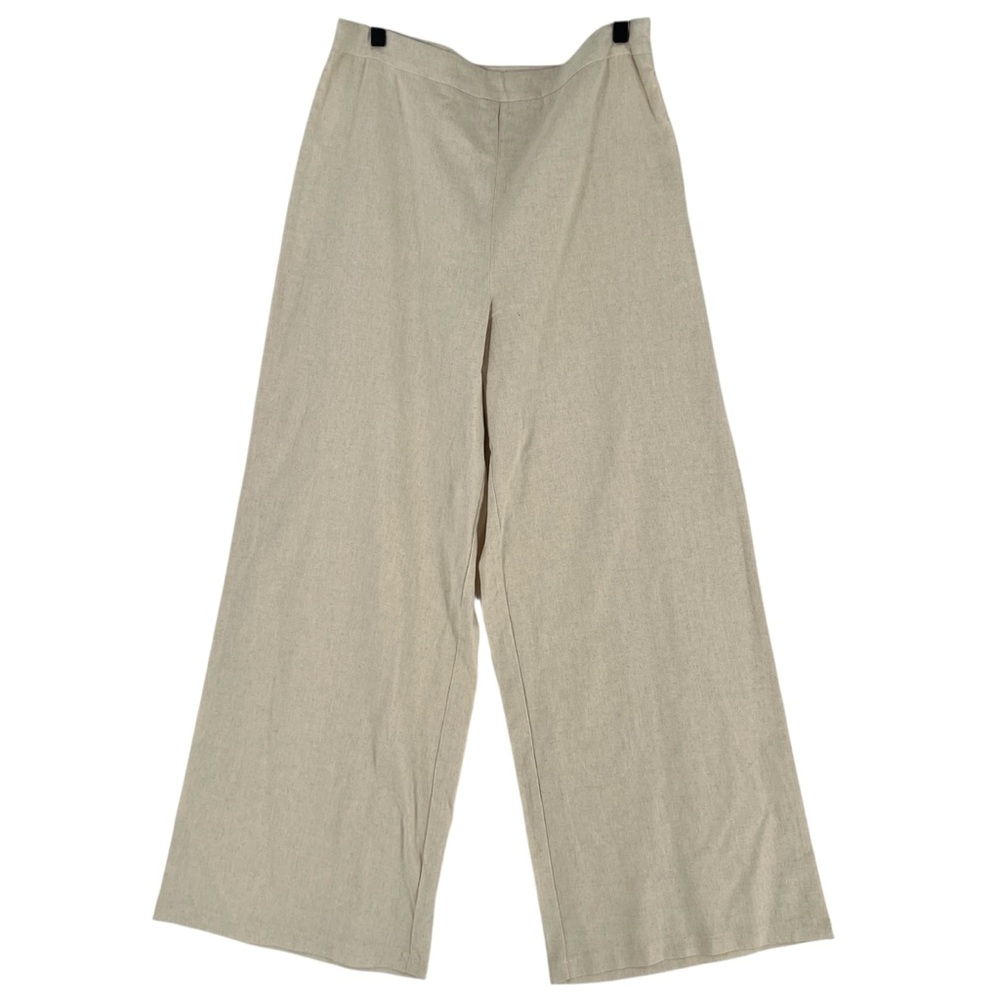 Faeriesty Wide Leg High Rise Beige Linen Blend‎ Side Zip Pants Size 2X